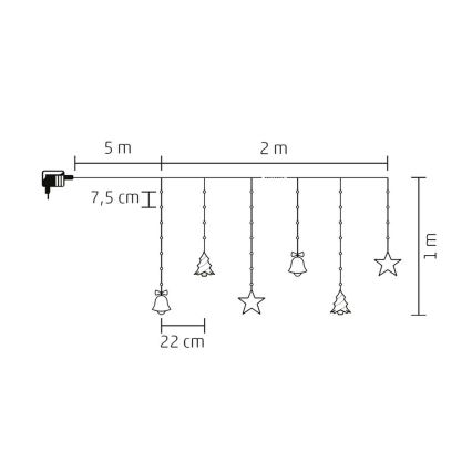 LED-julslinga för utomhusbruk 186 LED, 7 m, IP44, kallvit