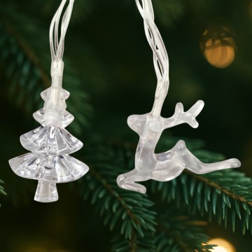 LED-julslinga för utomhusbruk 20xLED/2xAA 2,2 m IP44, flerfärgad med julgranar och renar