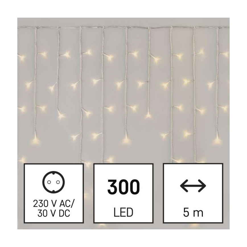 LED julslinga för utomhusbruk 300 LED/8 lägen 10 m IP44 varmvit + fjärrkontroll