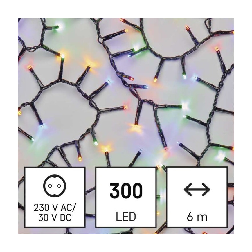 LED-julslinga för utomhusbruk 300xLED/11m IP44 flerfärgad