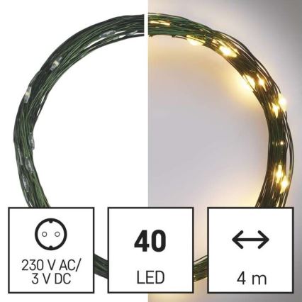 LED julslinga för utomhusbruk 40xLED/9m IP44 varmvit