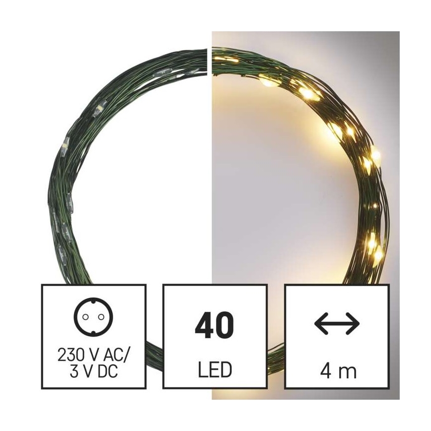 LED julslinga för utomhusbruk 40xLED/9m IP44 varmvit