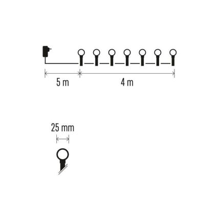 LED julslinga för utomhusbruk 40xLED/9m IP44 varmvit