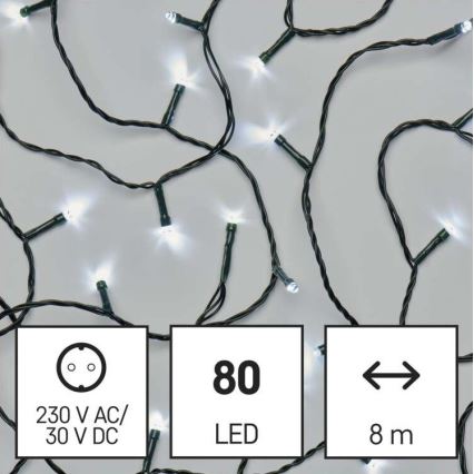 LED-julslinga för utomhusbruk 80xLED/13m IP44 kallvit