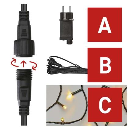 LED julslinga utomhus 100xLED/15m IP44 varmvit