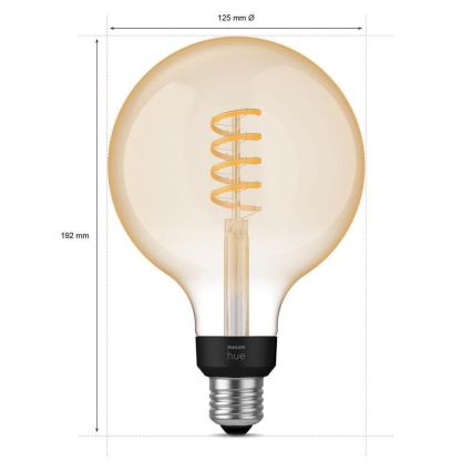 LED ljusreglerad glödlampa  Philips Hue WHITE AMBIANCE G125 E27/7W/230V 2200-4500K