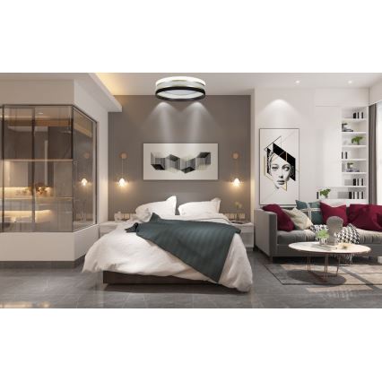 LED Justerbar ljusstyrka taklampa  SMART CORAL GOLD LED/24W/230V svart /vit  + Fjärrkontroll