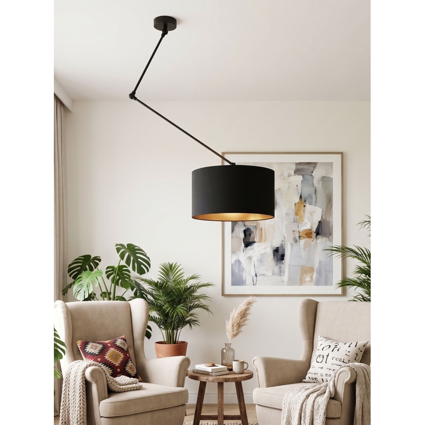 LED justerbar pendellampa på stång GORTA 1xE27/60W/230V svart/guld