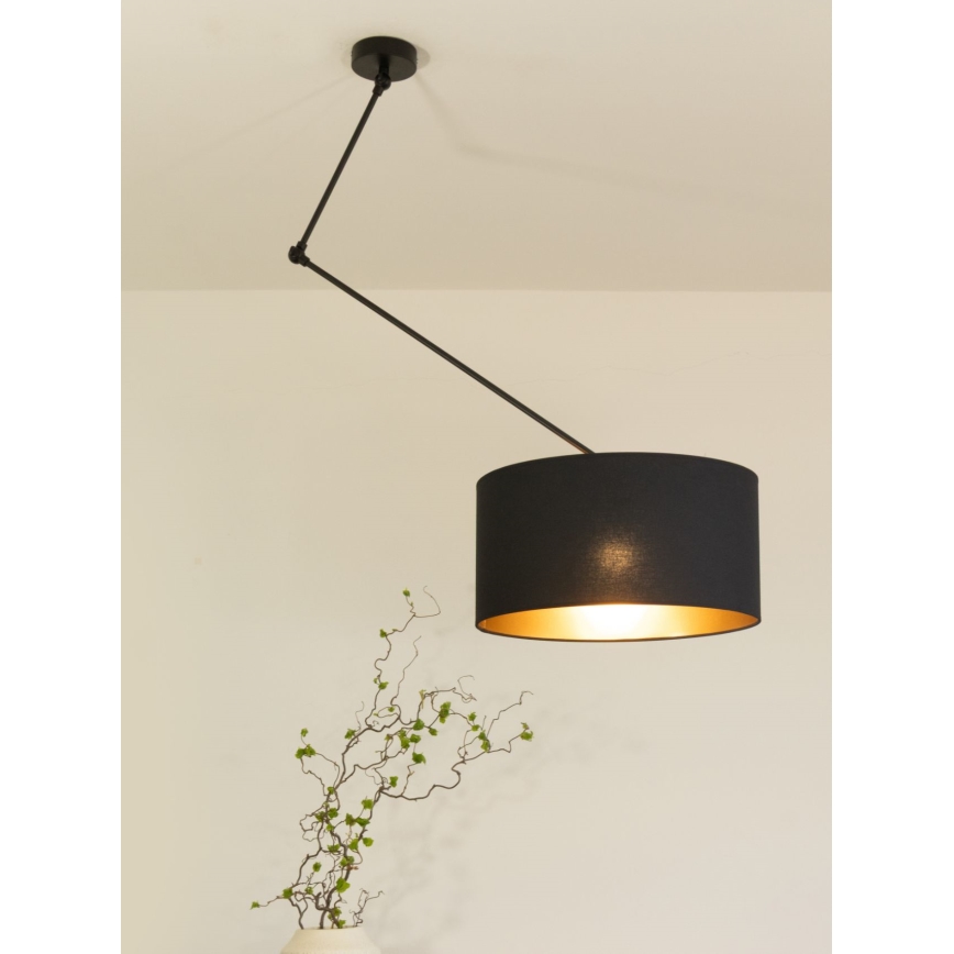 LED justerbar pendellampa på stång GORTA 1xE27/60W/230V svart/guld