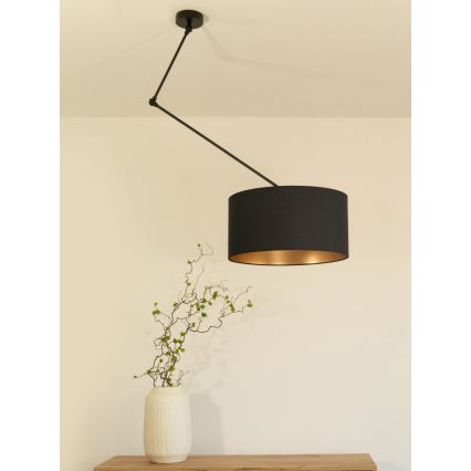 LED justerbar pendellampa på stång GORTA 1xE27/60W/230V svart/guld