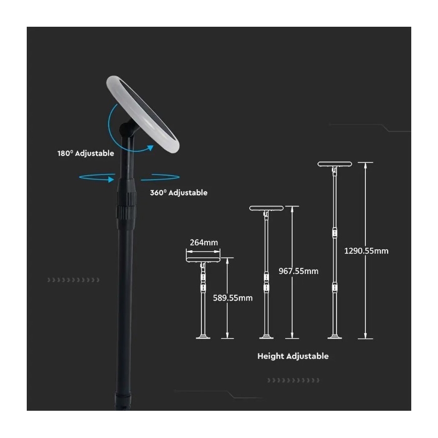 LED Justerbar solcellslampa GARDEN LED/8W/5V 60-129 cm 4000K IP65 2000 mAh