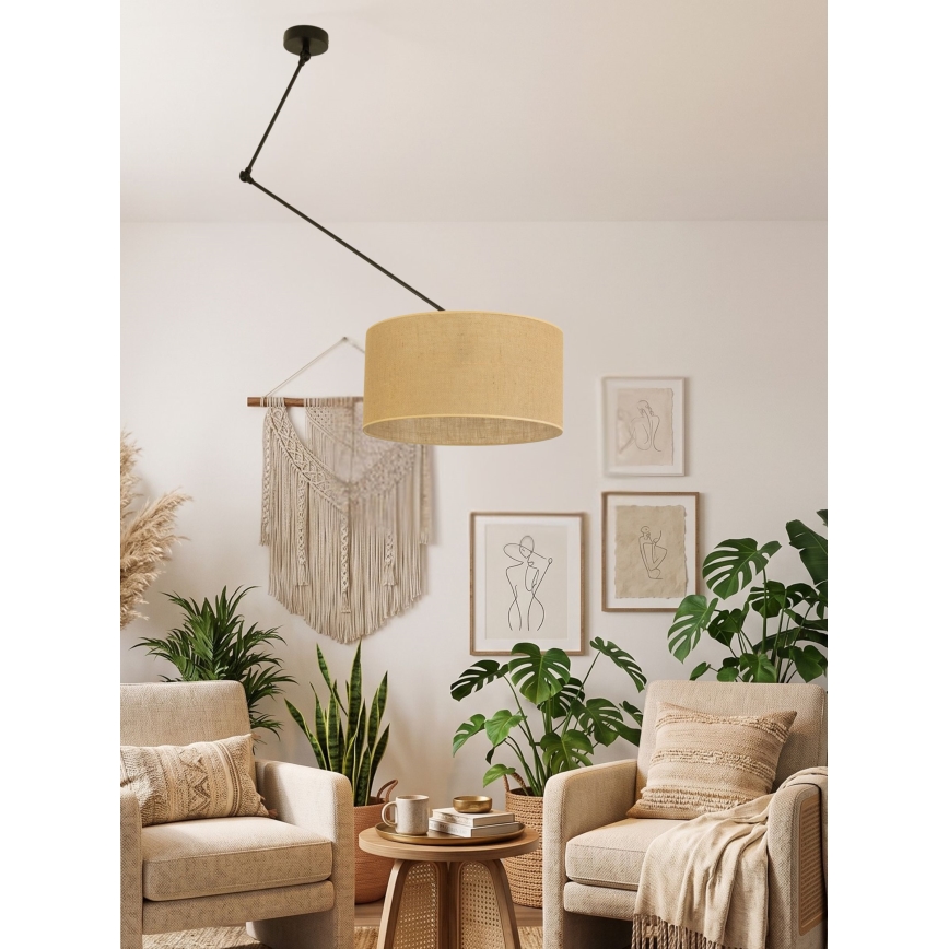 LED-justerbar taklampa med stång GORTA 1xE27/60W/230V i jute