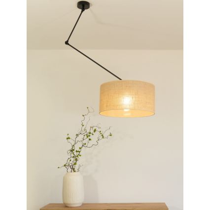 LED-justerbar taklampa med stång GORTA 1xE27/60W/230V i jute