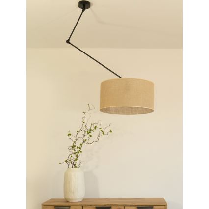 LED-justerbar taklampa med stång GORTA 1xE27/60W/230V i jute