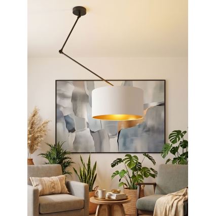 LED justerbar taklampa med stång GORTA 1xE27/60W/230V vit/guld