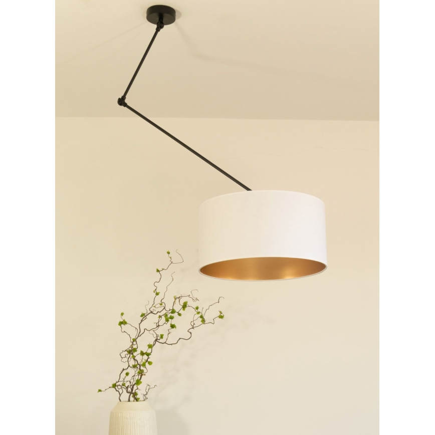 LED justerbar taklampa med stång GORTA 1xE27/60W/230V vit/guld