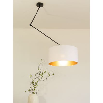 LED justerbar taklampa med stång GORTA 1xE27/60W/230V vit/guld