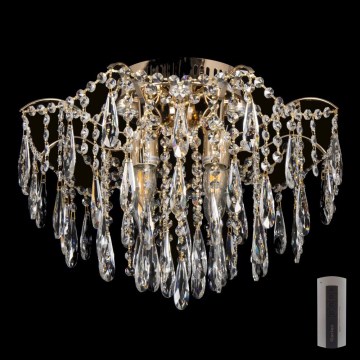 LED Kristalltaklampa 4xE27/60W/230V + 4xLED/3W + fjärrkontroll