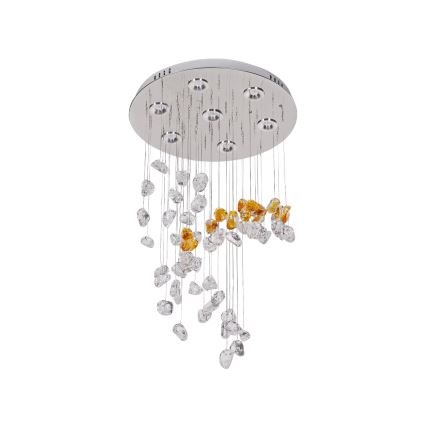 LED-kristalltaklampa AVARA LED/24W/230V, Ø 40 cm, blank krom, med fjärrkontroll