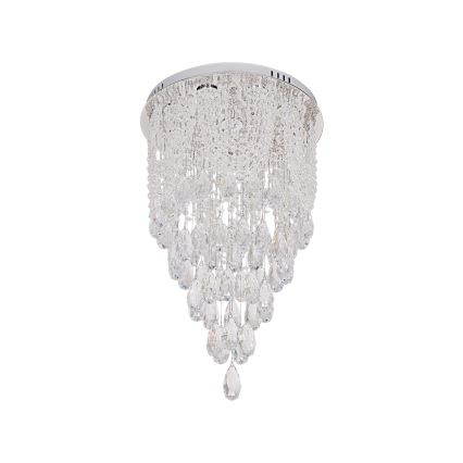 LED-kristalltaklampa MAJURO LED/30W/230V Ø 40 cm blank krom + fjärrkontroll