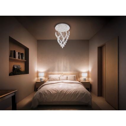 LED kristalltaklampa MAJURO LED/30W/230V Ø 45 cm polerad krom + fjärrkontroll