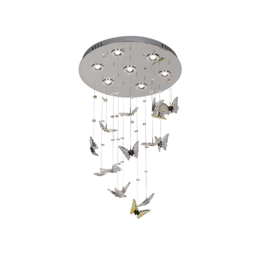 LED-kristalltaklampa MURU LED/24W/230V Ø 40 cm blank krom + fjärrkontroll