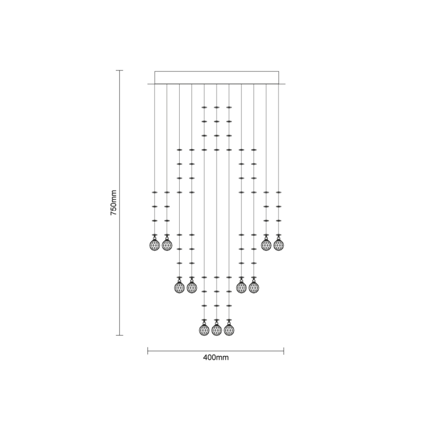 LED-kristalltaklampa NAURU LED/24W/230V, Ø 40 cm, polerad krom + fjärrkontroll