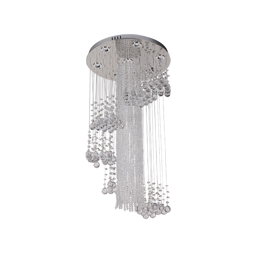 LED-kristalltaklampa NAURU LED/24W/230V Ø 45 cm polerad krom + fjärrkontroll
