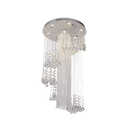 LED-kristalltaklampa NAURU LED/24W/230V Ø 45 cm polerad krom + fjärrkontroll