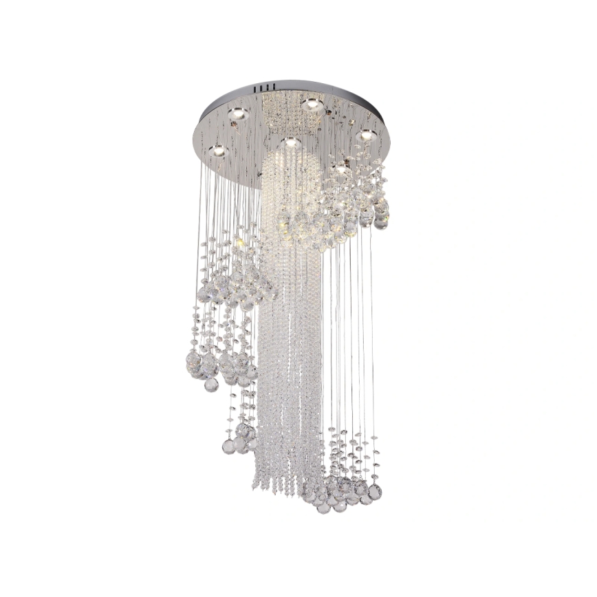 LED-kristalltaklampa NAURU LED/24W/230V Ø 45 cm polerad krom + fjärrkontroll