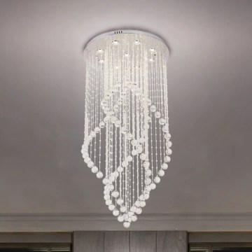 LED-kristalltaklampa NAURU LED/30W/230V Ø 60 cm blank krom + fjärrkontroll