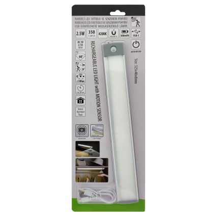 LED Uppladdningsbar möbelbelysning med sensor LED/2,5W/5V USB 800 mAh 4200K 32,5 cm