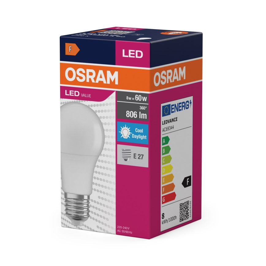 LED-lampa A60 E27/8W/230V 6500K - Osram