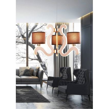 LED Taklampa AMBROSIA 3xE14/40W/230V + LED/18,4W koppar