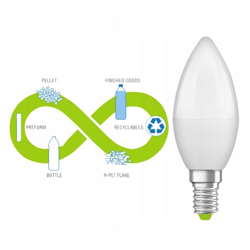 LED-lampa av återvunnen plast B40 E14/4,9W/230V 2700K - Ledvance