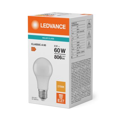 LED-lampa CLASSIC A60 E27/8W/230V 2700K - Ledvance