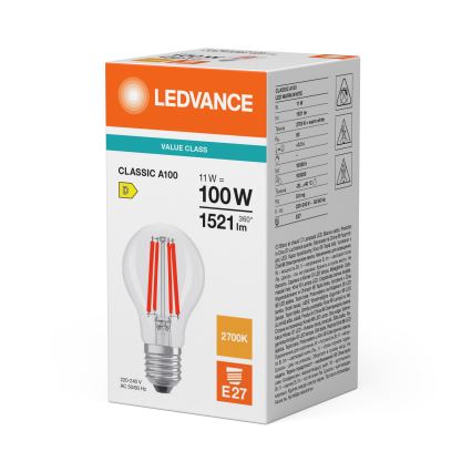LED-lampa CLASSIC FILAMENT A60 E27/11W/230V 2700K - Ledvance