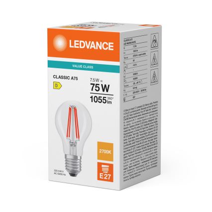 LED-lampa CLASSIC FILAMENT A60 E27/7,5W/230V 2700K - Ledvance