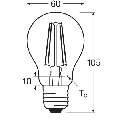 LED-lampa CLASSIC FILAMENT A60 E27/7,5W/230V 2700K - Ledvance