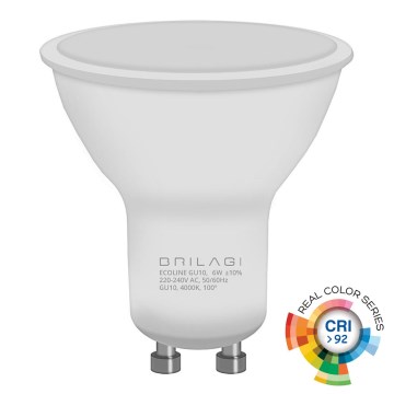 LED-lampa ECOLINE GU10/6W/230V 4000K CRI 92 - Brilagi