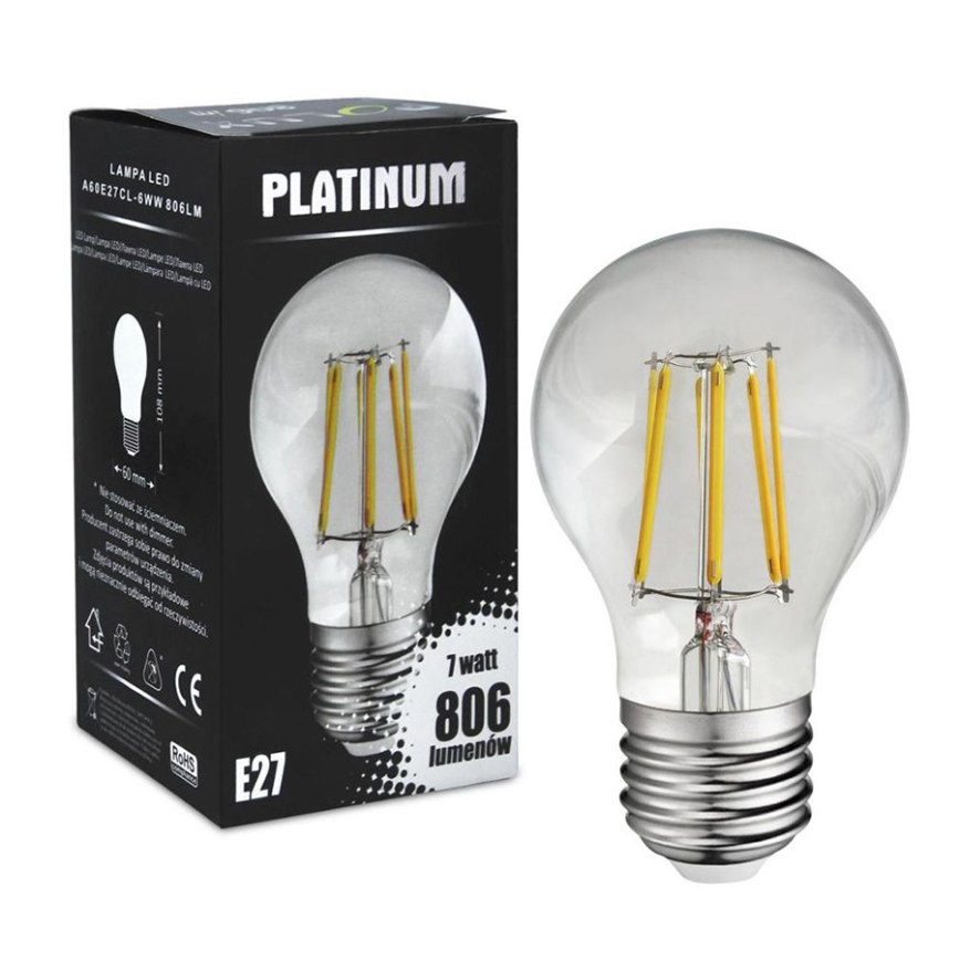 LED-lampa FILAMENT A60 E27/7W/230V 3000K