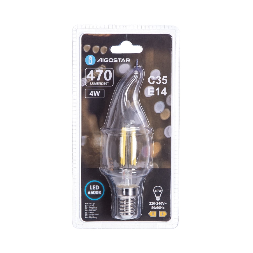 LED-lampa FILAMENT C35 E14/4W/230V 6500K - Aigostar