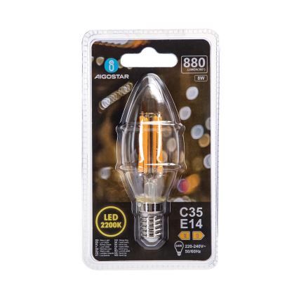 LED-lampa FILAMENT C35 E14/8W/230V 2200K - Aigostar