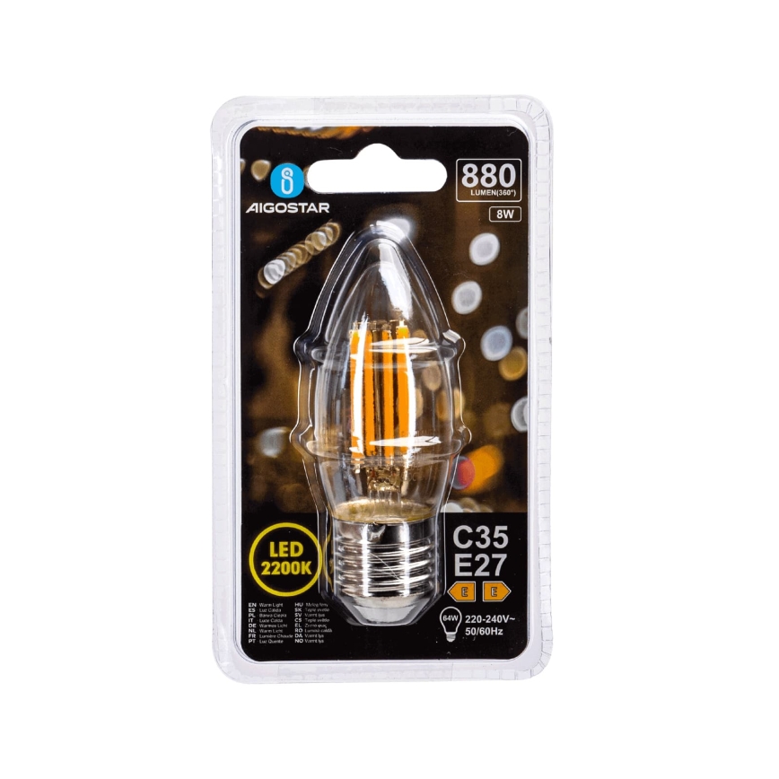 LED-lampa FILAMENT C35 E27/8W/230V 2200K - Aigostar