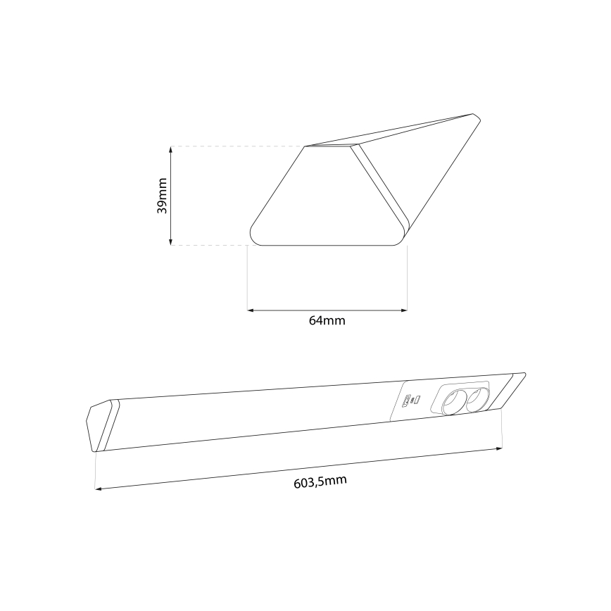 LED lampa för undersidan av köksskåp med lådor och USB portar LED/18W/230V 4000K silver