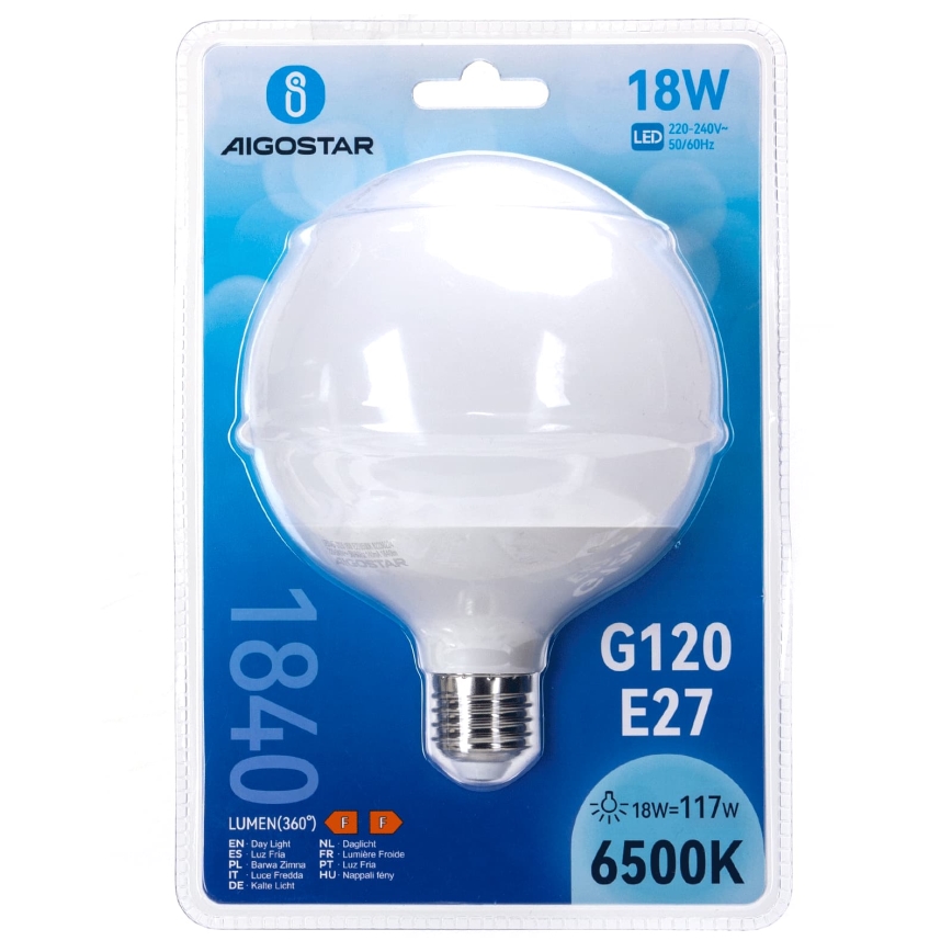 LED-lampa G120 E27/18W/230V 6500K - Aigostar