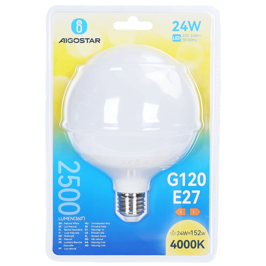 LED-lampa G120 E27/24W/230V 4000K - Aigostar