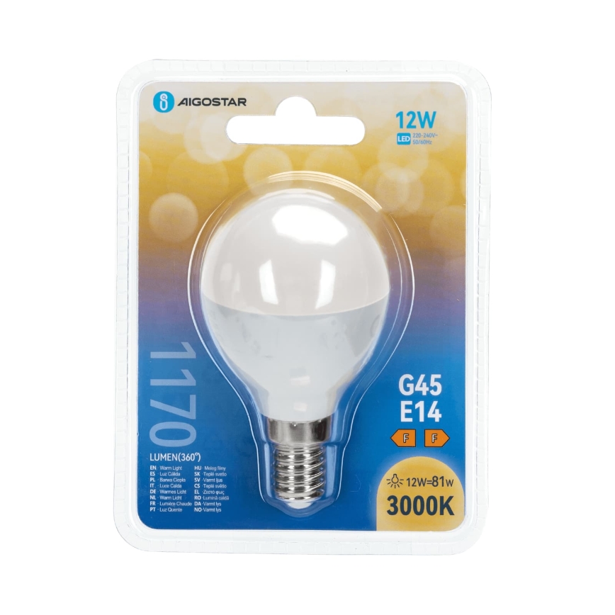 LED-lampa G45 E14/12W/230V 3000K - Aigostar