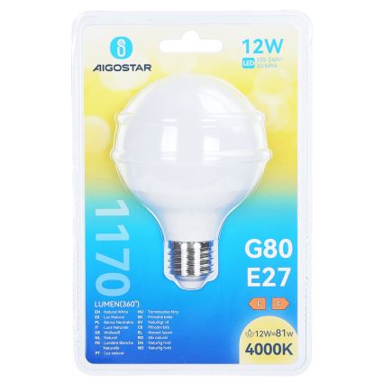 LED-lampa G80 E27/12W/230V 4000K - Aigostar