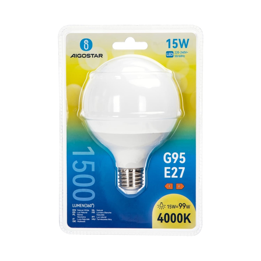 LED-lampa G95 E27/15W/230V 4000K - Aigostar